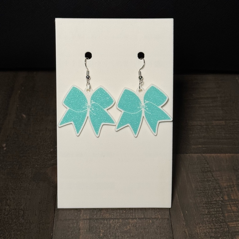 Teal Bow Earrings
